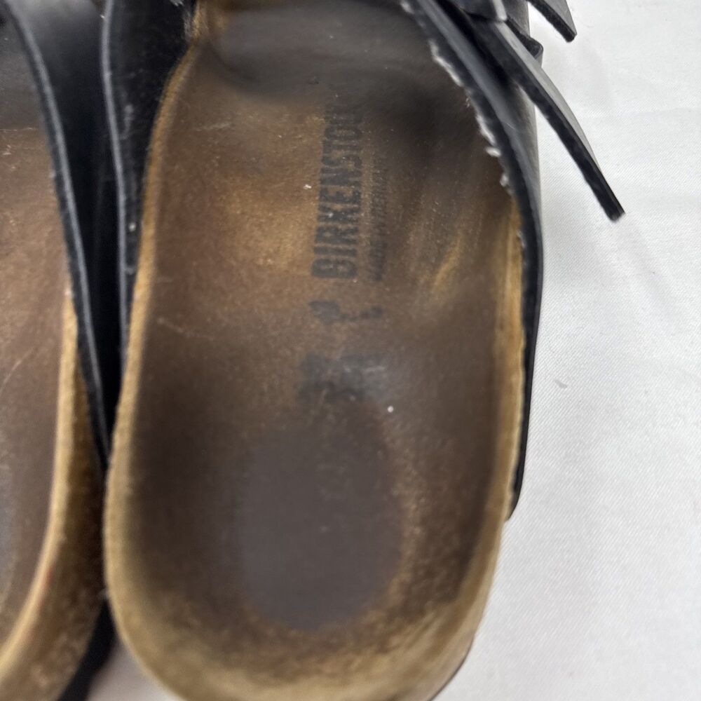 Birkenstock Arizona Black 2-Strap Silver Buckles Sandals EU 39 US L8.5 - Picture 4 of 8